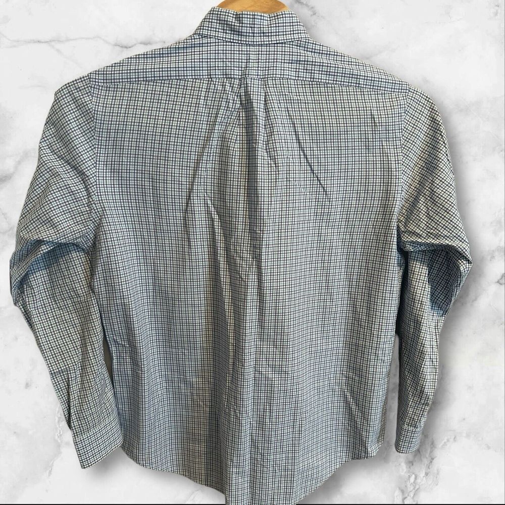 Ralph Lauren Mens Blue Plaid Custom Fit Long Sleeve Button‎ Down Shirt LARGE - Picture 2 of 3